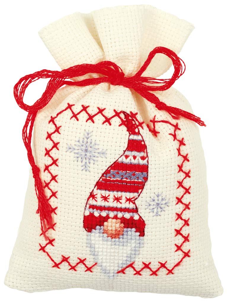 Vervaco Counted Cross Stitch: Pot-Pourri Bag: Christmas Elves (Set of 3), Cotton, NA, 8 x 12cm - Image 2